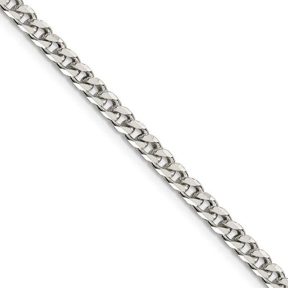 3.5mm Sterling Silver Solid Curb Chain Necklace 18 Inch